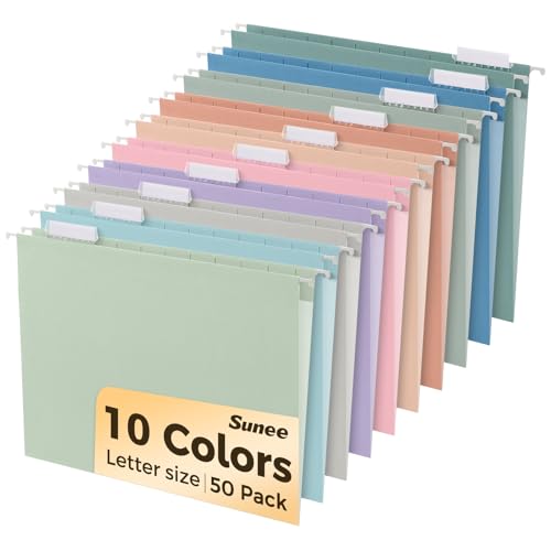 Modern SUNEE Hanging File Folders, 50 Pack Letter