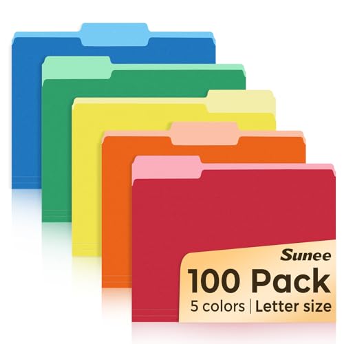 Modern SUNEE File Folders Letter Size Assorted Colors, for Daily Use
