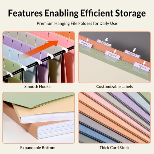 Modern SUNEE Hanging File Folders, 50 Pack Letter